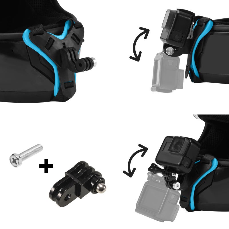 Lupholue Motorcycle Helmet Chin Strap Mount Compatible with GoPro Hero 12, 11, 10, 9, 8, 7, (2018), 6, Hero Black, Insta 360, Session, Xiaomi Yi, SJCAM (Blue) - Image 3
